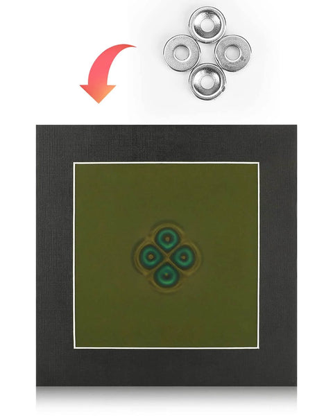 Color Changing Magnetic Field Viewing Film For 4 By 4 Inches Magnetic Flux Display, showing magnet patterns on olive finish film.