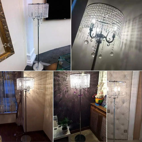 Crystal Floor Lamp With Chrome Finish, Tall Standing Light For Living Room, Bedroom, Office, 59 Inch Tall, Easy Assembly, Requires E12 Bulb Handpicked Crystal Details For A Luxe Glow Vibe