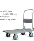 Heavy Duty Folding Flatbed Hand Cart Steel Platform Truck With Smooth Rolling Swivel Wheels For Moving Heavy Gear Garden Pots And Warehouse Storage Real Deal, featuring 5-inch wheels and 1100lb capacity.