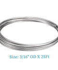 Stainless steel tubing coil, 3/16 OD x 25 ft, 304 welded tubing