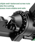 Heavy Duty Anbull 1350W Electric Hydraulic Rebar Cutter detail showing stable screw nuts for safe cutting.