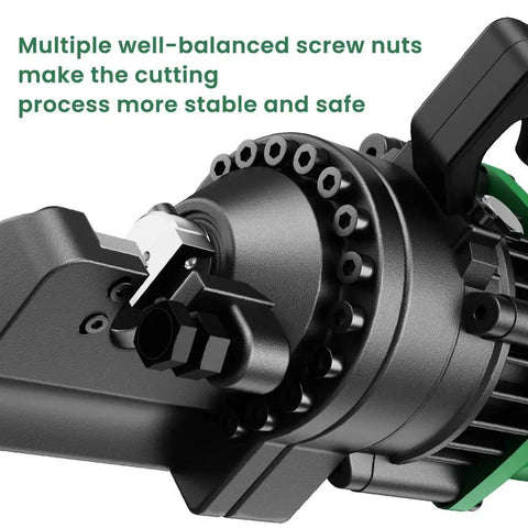 Heavy Duty Anbull 1350W Electric Hydraulic Rebar Cutter detail showing stable screw nuts for safe cutting.