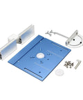 Top Shelf Aluminum Router Table Insert Plate Featuring Crisp Measurement Scale Heavy Duty Woodworking Trimming Flip Board For Rock Solid Router Mounting And Precision Milling Projects with accessories.