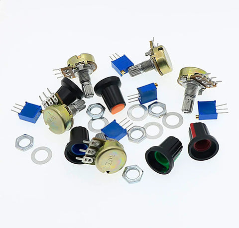 Potentiometer Kit With 10K 20K 50K 100K Ohm Linear Taper Rotary B Type Pots For Audio Gear Includes 1K 5K 10K 50K 100K Ohm 3296W Multiturn Trimmer