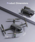 4K UHD GPS Drone With 13MP Camera For Adults And Beginners, 50 Minute Flight Time, Brushless Motors, shown folded and unfolded with dimensions