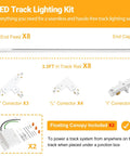 26 Foot H Track Lighting Rails Kit With Floating Canopy Connector White H Type Rails with connectors and live end feed components