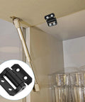 SOLUSTRE metal cabinet door hinge replacement, black steel hinge with damping, mounted on cabinet door (front view)