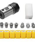 Pro 8-PC ER11 Collet Chuck Set With Quick Self Release Tool Holder For CNC Milling Drilling Boring And Sculpture Tasks Fits 1-7mm End Mills with collet chuck and ER11 collets.
