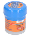 No Clean Solder Paste Sn63 Leaded Flux 50g jar with blue lid for SMT Patch and Electronic Repair, low residue, easy cleanup.