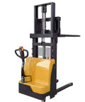 Heavy Duty Electric Stacker Truck With Smart Pallet Lifter For Warehouse Operations Smooth Control side view with ergonomic seat and lifting mechanism