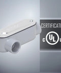 2 Inch LR Type Threaded Conduit Body With Die Cast Aluminum Body And Stamped Steel Cover In Gray Finish Includes NBR Gasket