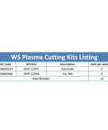 Table detailing 90A PT38 Plasma Cutter Electrode Kit for Torch Maintenance Includes 10 Pieces Five Electrodes 0558005220 And Five Tips 0558007680.