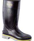 15 Inch Chemical Resistant Mens Knee Boot Built Different For The Job Site Heavy Duty Safety Footwear Featuring Slip Resistant Soles Bright Black Yellow And Grey Accents Size 12 side view