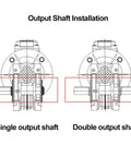 Output shaft installation diagram showing single and double output shafts for Top Shelf Worm Gearbox Output Shaft Compatible With NMRV030 And NMRV040 Worm Reducers.