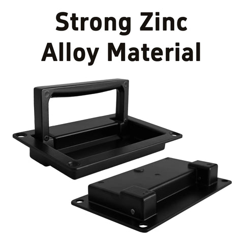 Strong Zinc Alloy Material, Zinc Alloy Recessed Pull Handle Heavy Duty Black Flush Door Handle With Mount Screws For Toolbox Drawer And Home Furniture 4.4 Inch By 2.7 Inch 17mm Thick Mount Hole Spacing 100 By 57 Mm Wear Resistant Finish.