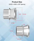 4 Pack High Misalignment Spacers 3/4 To 5/8 Inch Heims For Rod Ends, Standard Ball Width, Heavy Duty Carbon Steel, Heat Treated, size diagram showing 3/4OD x 5/8ID