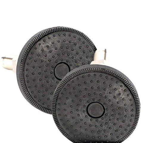 Heavy Duty Adjustable Leveling Feet With Swivel Base And Non Slip Rubber Pads Kills Furniture Wobble Cold On Uneven Floors Nickel Plated Carbon Steel For Machines And Workbenches Set Of Eight, close-up of rubber pad detail.