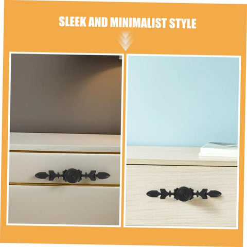 Four Pack Vintage Style Cabinet Pull Handles Set on drawers, Black Aluminum Alloy Hardware For Cabinets, Old School Look