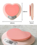 Pink Kitchen Scale With Large LCD Display And Tare Function 11 Lb Capacity 0.03 Oz Graduation, heart-shaped design, product size