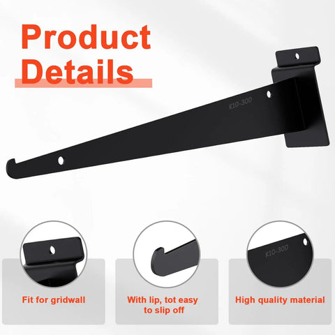 Six Pack Wooden Slatwall Shelves With Heavy Duty Metal Brackets For Home And Garage Organization, side view