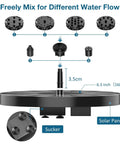 Two And A Half Watt Solar Fountain Pump With Six Nozzles Six To Seven Inch Solar Powered Water Fountain For Bird Bath Garden Ponds Pool