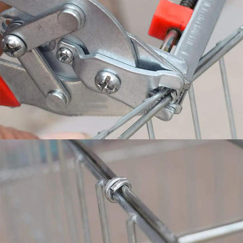 Heavy Duty Hog Ring Pliers Kit With 600 Galvanized Steel Hog Rings Nail Groove Clamp for animal cages in use