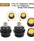 Pack Of 2 Air Compressor Silencers With Replacement Elements, One Half Inch PT Thread Intake Filter Silencer, 20mm Parts