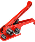 Rock Solid Heavy Duty Banding Strapping Tensioner And Cutter Tool Manual Windlass For 1/2 To 3/4 Inch Polyester Strap with red aluminum body.