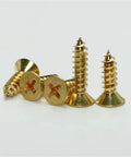 Beefy Brass Countersunk Wood Screws Self-Tapping M3x30 20Pcs Set Dual End Locking For Hidden Joints on white surface