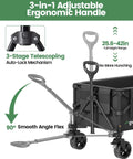 Foldable Wagon Cart With Tailgate And 42 Inch Extended Handle For Easy Pull Heavy Duty 330 Lbs Capacity utility wagon handle