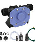 Heavy Duty Drill Powered Water Transfer Pump With 750 Gph High Flow Drainage Kit and Complete Hose Adapter Set components arranged neatly on display.