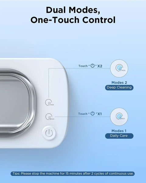 Close-up of control panel for Ultrasonic Jewelry Cleaner Machine With 48KHz Tech Dual Cleaning Modes 350ML 304 Stainless Steel Tank