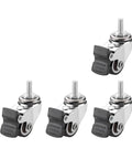 Mini Caster Wheels With Brake Lock, 1 Inch Silent Non Marking Casters, Four Pack for furniture, visible brake lock detail