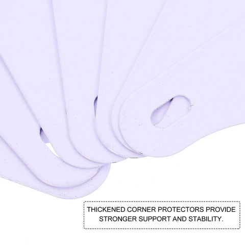 Close-up of Heavy Duty White Steel Corner Braces Eight Pack L Shaped Brackets for Shelving Units showing thickened corners.