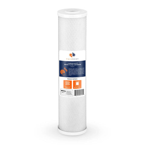 5 Micron Sediment And CTO Carbon Block Whole House Water Filter Cartridges Set Of 4 20x4.5 In For 2-Stage Filtration That Kicks Sediment Chlorine And Odors And Boosts Taste And Clarity