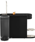 Side view of Vertuo Up Coffee And Espresso Maker With Aeroccino Milk Frother By Breville, Six Cup Sizes, Barista Style Brew Ink Black