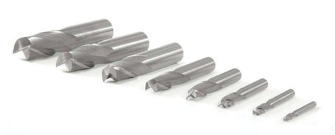 WEN 8-piece 2-flute HSS end mills set with square nose, imperial sizes