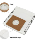 1.5-Gallon All Around Collection Bag 6 Pack For Small Vacuums, Premium Dust Bags showing paper material and well-sealed edge