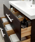 Brushed Nickel Finish Cabinet Handles And Drawer Pulls Stainless Steel Hollow Tubes installed on bathroom vanity drawers