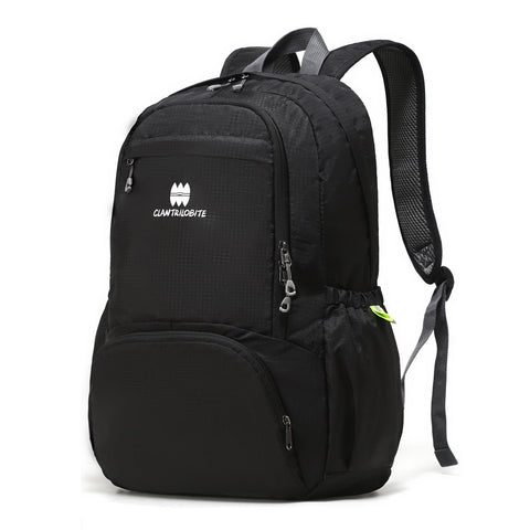 Lightweight Packable Travel Backpack 30L For Men And Women Black Foldable Daypack No Fuss Carry On, Waterproof Hiking Backpack With Padded Shoulders,