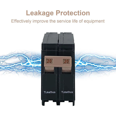 Two Pole 20 Amp Circuit Breaker Plug On Mount for Standard Miniature Panels with Thermal Magnetic Trip 10kA 120 240V