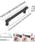 10 Pack Five Inch Matte Black Cabinet Handles Knurled Drawer Pulls shown with dimensions and installation guide