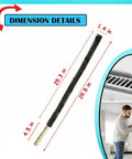 Pro Grade Dryer Vent Cleaner Kit with Vacuum Hose Attachment Brush showing dimensions, 25.3 in length, 1.4 in width.