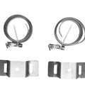 Pole Mounting Kit With Adjustable Straps And Hardware For Traffic Signs, Security Cameras, And Solar Lights, brackets and clamps shown