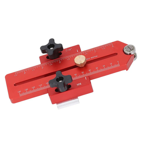 Table Saw Thin Jig With Aluminum Alloy Build, Adjustable Length Guide For Woodworkers, Fits 19mm And 30mm T Slot Tracks, red view