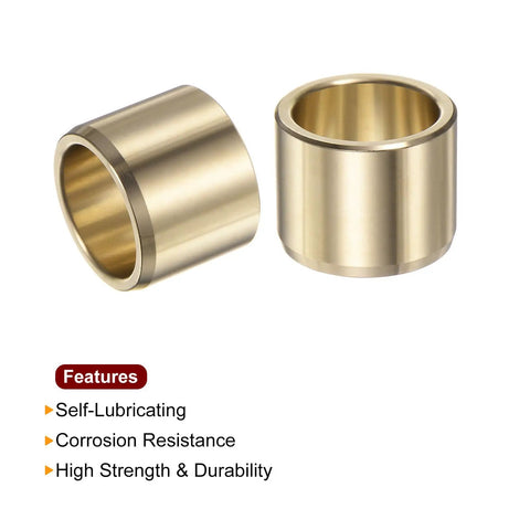 Two Pack Sleeve Bearings With 1 Inch Bore And 1.25 Inch Outer Diameter, 1 Inch Length Brass Alloy Oilless Bushings side view