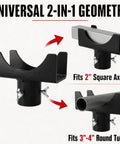 2 In 1 Bottle Jack Adapter With Triple Lock For Three To Four Inch Round And Two Inch Square Axle Tubes, fits different tube shapes