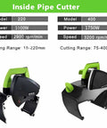 No Sweat Electric Pipe Cutter For Smooth Cold Cuts On Plastic And Metal Pipes With Adjustable Speed Up To 2900 RPM, models 220 and 400.