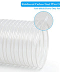 Reinforced Carbon Steel Wire coil of Badass Four Inch Dust Collection Hose 10 Foot Flexible PVC Fume Extractor Tube, transparent design.