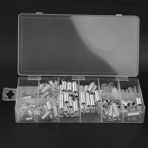 Dude, grab this epic 200pc Spring Assortment Set for home hacks and auto gigs! Featuring tension and compression springs in all sizes to fix stuff fast without hunting around. This ultimate kit is a total game changer for any DIY wizard or mechanic who. 200pc steel spring assortment in clear PP plastic box, assorted tension and compression springs
